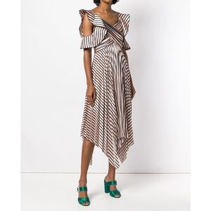 Self-Portrait Asymetric striped satin dress UK 8 / US 4